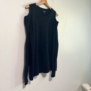 Aqua Cashmere Women’s Black Cold Shoulder Sweater – Size L